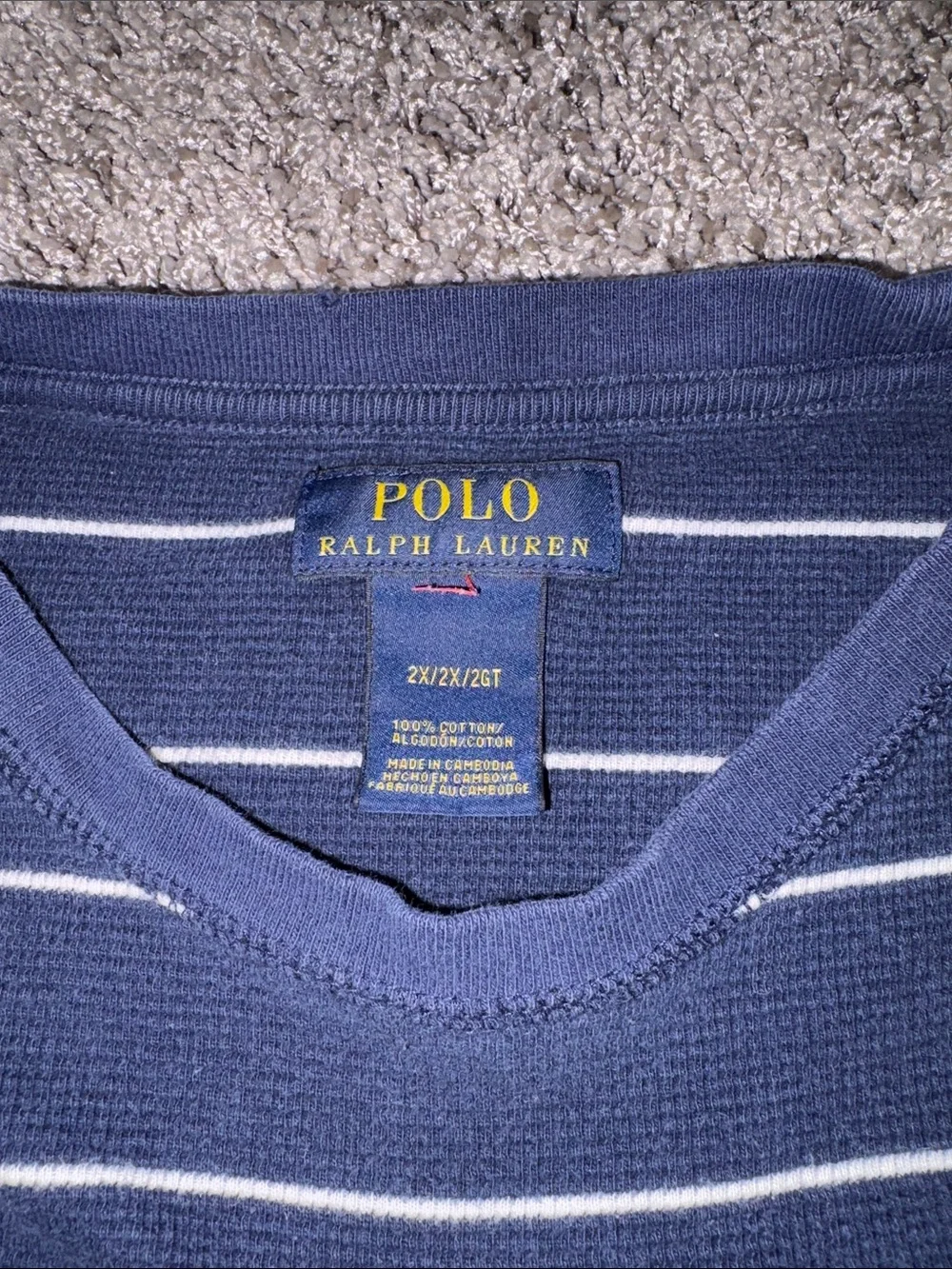 Polo by Ralph Lauren Navy and White Striped Long Sleeve Shirt